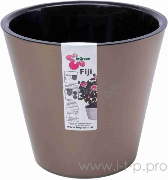 Горшок для цветов INGREEN ING1553МТБР Фиджи D 160 мм/1,6 л металлик Бронза