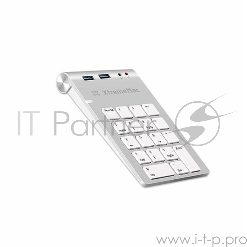 Цифровой блок Numpad клавиатуры XtremeMac Mechanical Numpad USB 3.0 + AUX. Подключение по USB. Дополнительные порты 2xUSB 3.0, AUX, Microphone. Цвет серебряный.