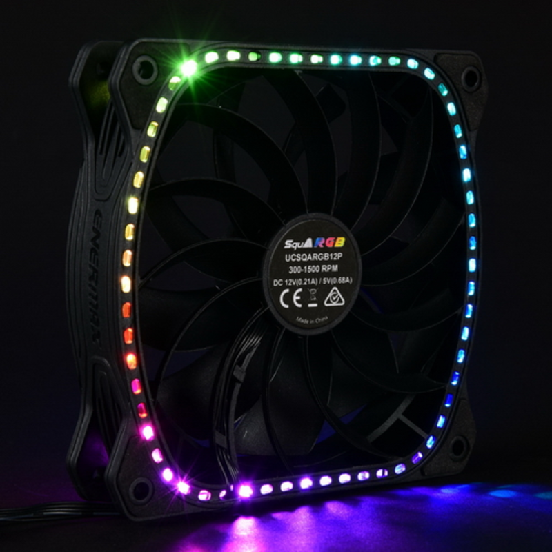 Кулер для корпуса UCSQARGB12P-BP3 SquA, 120mm x 3, 300~1500rpm, 24.53~68.27CFM, 12~23dBA, PWM, RGB (3 PACK)