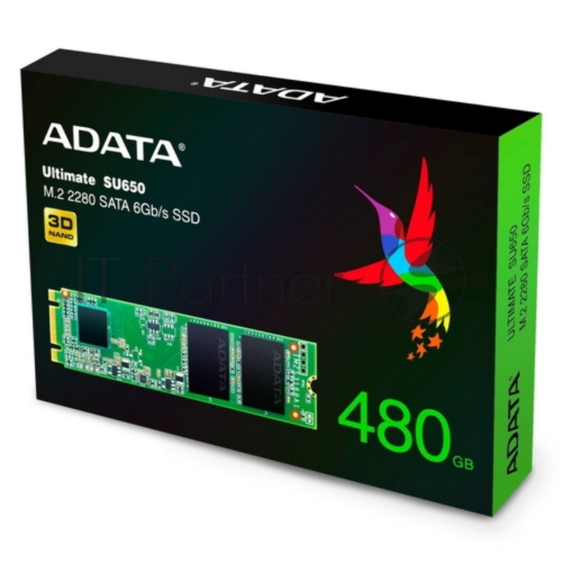 M.2 2280 480GB ADATA SU650 Client SSD ASU650NS38-480GT-C SATA 6Gb/s, 550/510, IOPS 80/60K, MTBF 2M, 3D TLC, 210TBW, RTL
