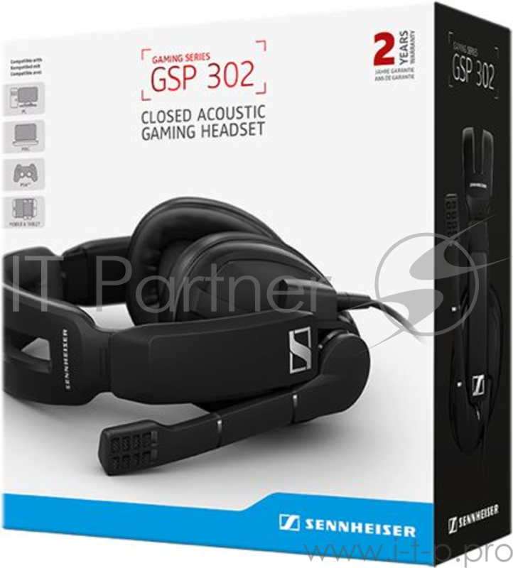 Наушники с микрофоном Sennheiser GSP 302 черный 2м накладные оголовье (507243)