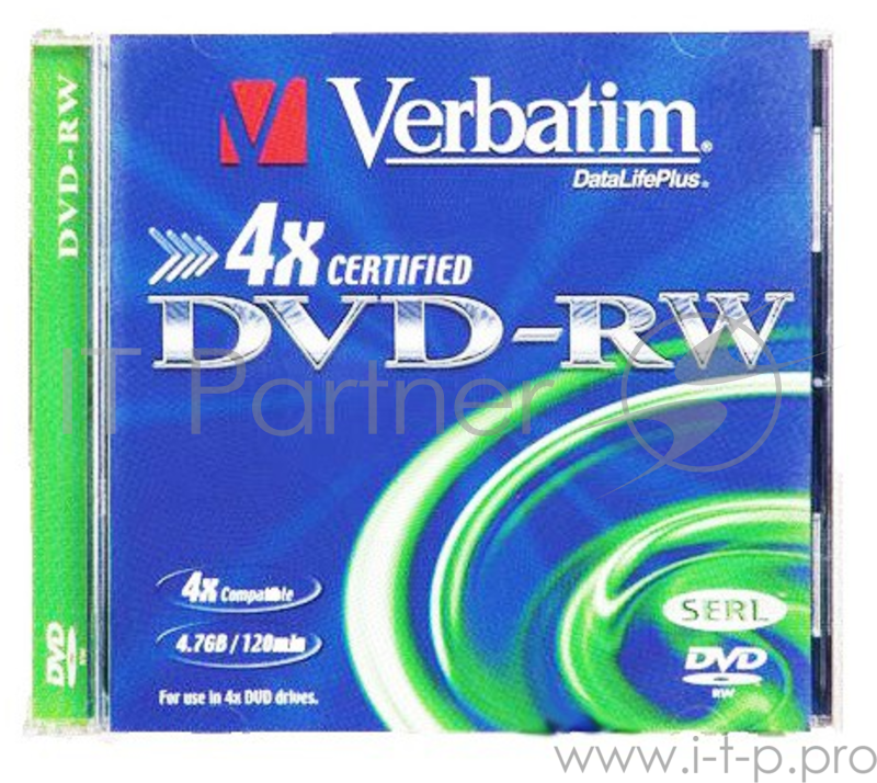 Диск DVD-RW 4.7Gb Verbatim 4x Jewel <4328586>