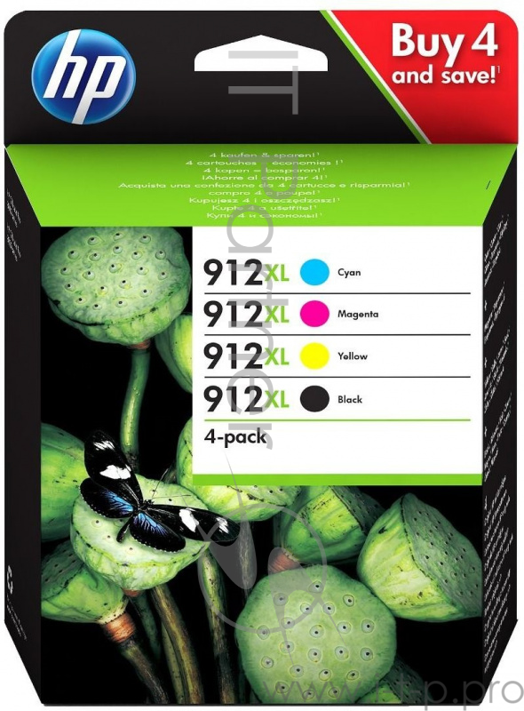 Картридж струйный HP 912 3YP34AE черный/голубой/пурпурный/желтый набор для HP OfficeJet 801x/802x