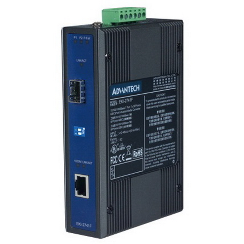 EKI-2741FI-BE 10/100/1000T (X) to SFP Gigabit Industrial Media Converter Advantech