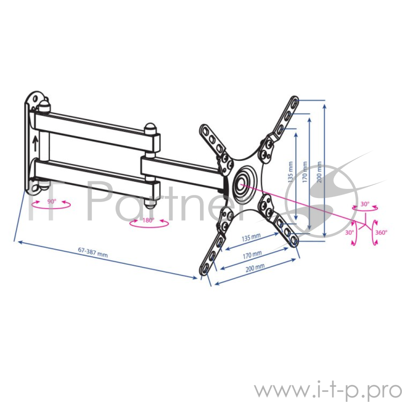 Кронштейн для LED/LCD телевизоров Kromax DIX-13 black