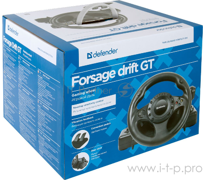 Руль DEFENDER FORSAGE DRIFT 64370 {12 кн., рычаг коробки передач, USB/PS2/PS3}