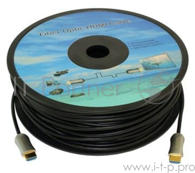 Кабель аудио-видео Fiber Optic HDMI (m)/HDMI (m) 25м. Позолоченные контакты черный