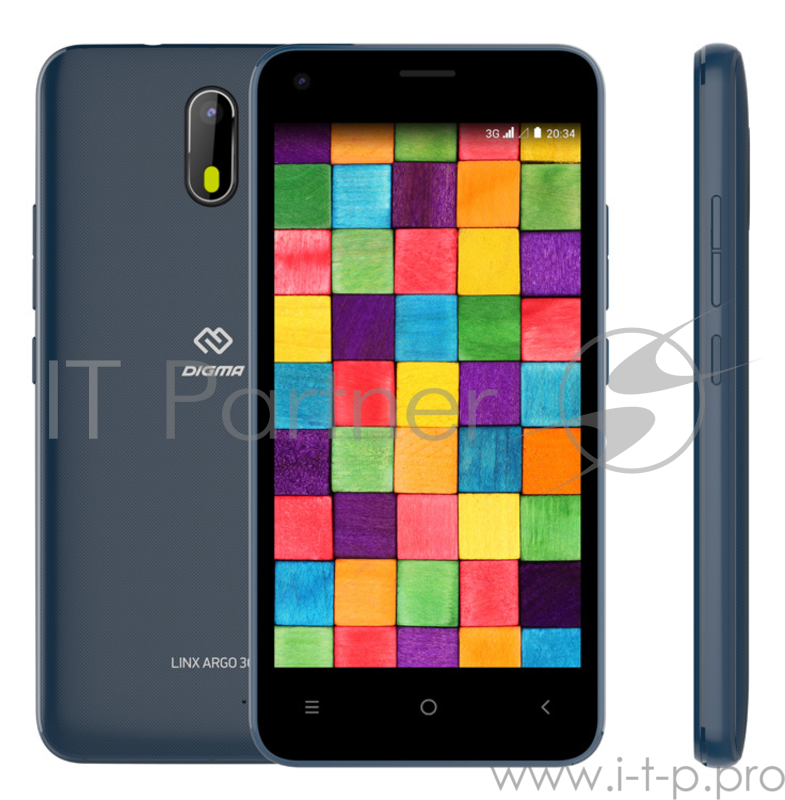 Смартфон Digma LINX Argo 3G 8Gb 512Mb синий моноблок 3G 2Sim 4.5 480x854 Android Go 2Mpix 802.11bgn GPS GSM900/1800 GSM1900 TouchSc MP3 FM microSDHC max32Gb