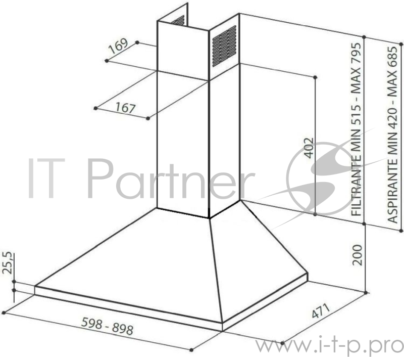 Вытяжка каминная Faber Value PB X A60 SP/I нержавеющая сталь управление: кнопочное (1 мотор)
