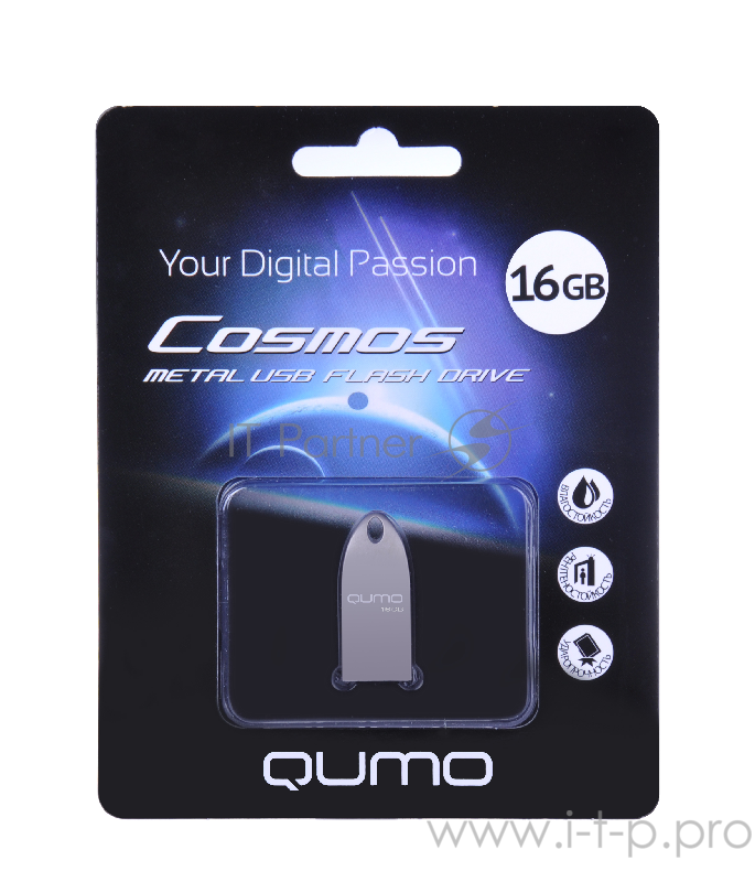 Носитель информации USB 2.0 QUMO 16GB Cosmos QM16GUD-Cos SILVER