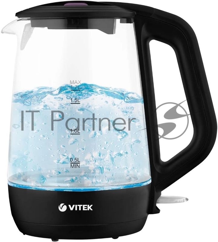 Чайник Vitek VT-7051(MC), 2200Вт, 1.7л, стекло, белый