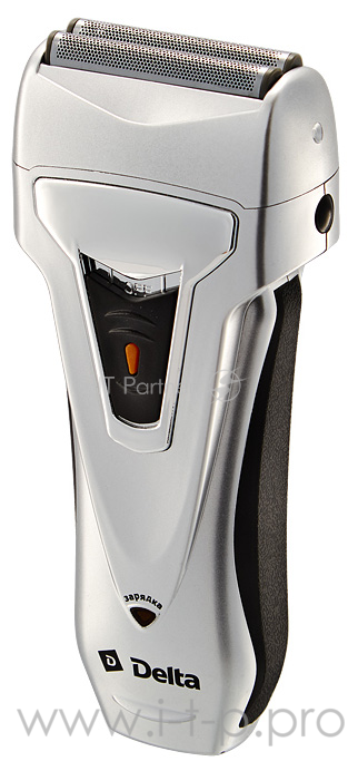 Бритва электрическая DELTA DL-0717 серебристый с черным (3 Вт, аккум. 1,2 В, кнопка блокировки включения, сухое бритье, триммер, щеточка для чистки, время работы на одной зарядке 35 мин.)