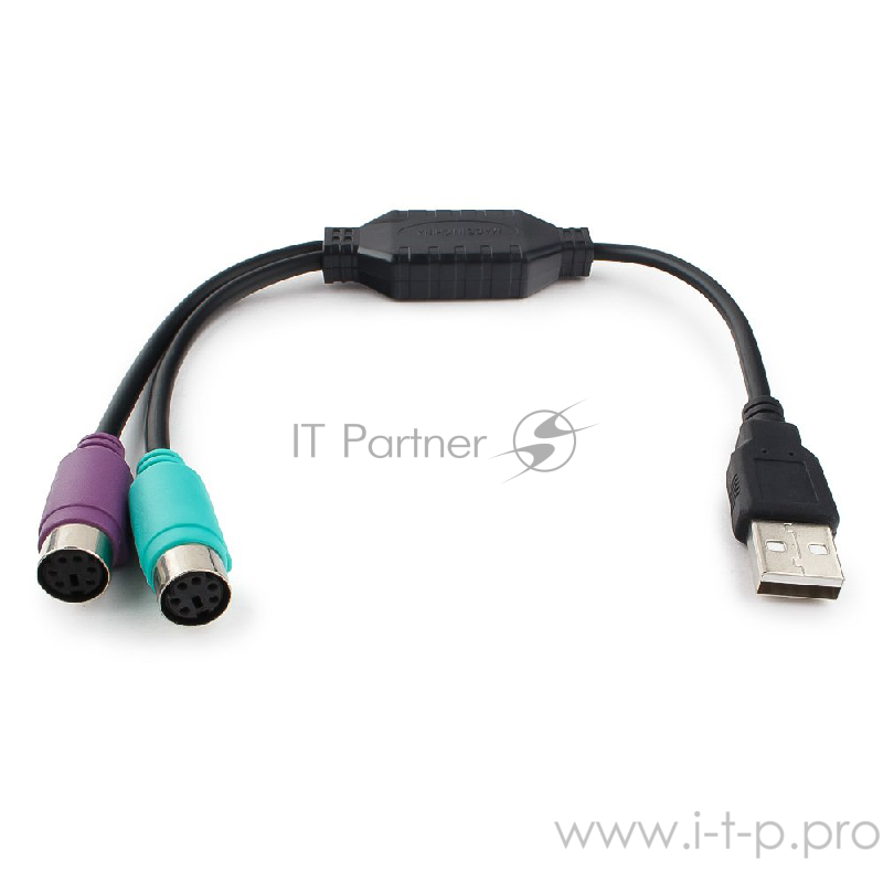 Переходник Cablexpert Конвертер PS/2 устройства - USB порт, 2xPS/2 /AM, блистер, черный (UAPS12-BK)