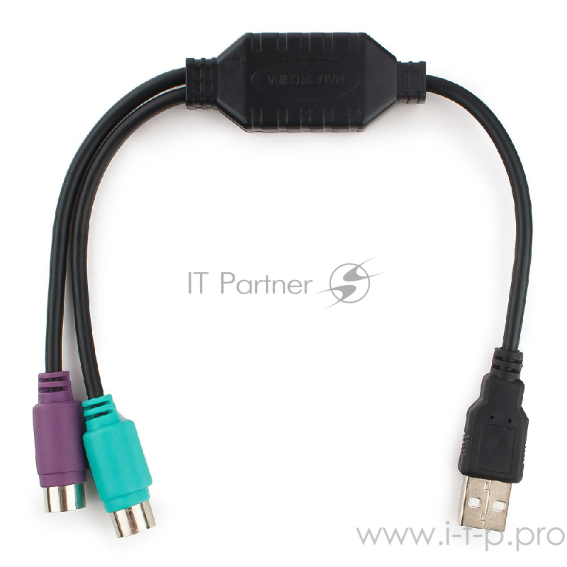 Переходник Cablexpert Конвертер PS/2 устройства - USB порт, 2xPS/2 /AM, блистер, черный (UAPS12-BK)