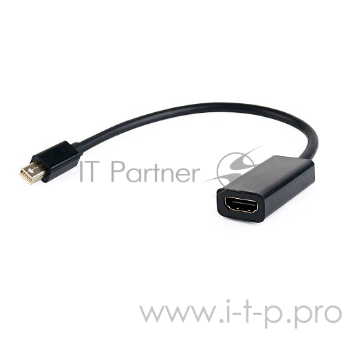 Переходник Cablexpert Переходник miniDisplayPort - HDMI, 20M/19F, кабель 15см, черный, пакет (A-mDPM-HDMIF-02)