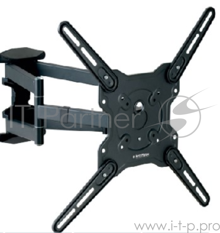 Крепеж Kromax OPTIMA-407 grey {Кронштейн для LED/LCD телевизоров 22-65, max 45 кг, настенный, 5 ст свободы, наклон +5°-15°, поворот 180°, от стены 55-470 мм, max VESA 400x400 мм}