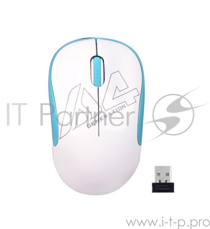 Мышь A4 V-Track G3-300N белый/голубой оптическая (1000dpi) беспроводная USB