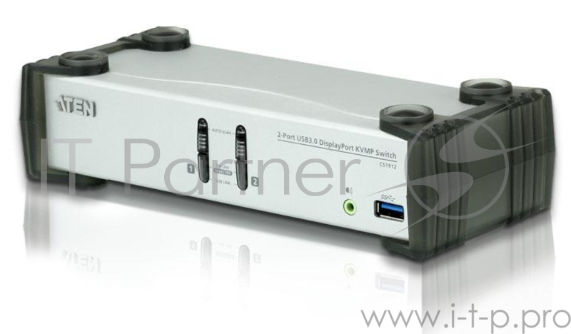 Переключатель, электрон., KVM+Audio+USB 3.0, 1 user USB+DP => 2 cpu USB+DP, со шнурами DP 2x1.5м.+USB 2х1.8м., 3840x2160 30Hz, настол., исп.стандарт.шнуры, без OSD, некаскад., (DisplayPort ver 1.1)