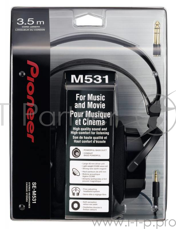 Наушники мониторы Pioneer SE-M531 3.5м черный проводные (оголовье)