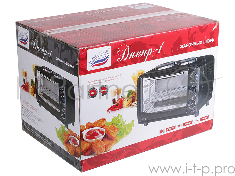 Мини-печь Великие реки Днепр-1, черный, 3200 Вт, 30 л, 2 конфорки