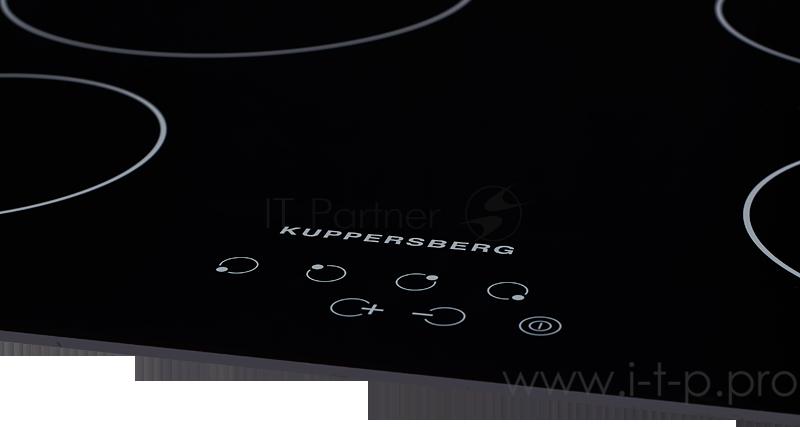 Электрическая варочная поверхность Kuppersberg Электрическая, Электрическая независимая варочная поверхность стеклокерамическая, ширина 58 см, 4 зоны ускоренного нагрева HI-Light, сенсорное управление, 9 уровней мощности, автоматика закипания, автоо