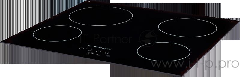 Электрическая варочная поверхность Kuppersberg Электрическая, Электрическая независимая варочная поверхность стеклокерамическая, ширина 58 см, 4 зоны ускоренного нагрева HI-Light, сенсорное управление, 9 уровней мощности, автоматика закипания, автоо