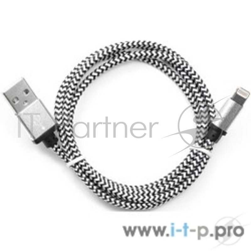 Кабель Gembird Кабель USB 2.0 Cablexpert CC-ApUSB2sr1m, AM/Lightning 8P, 1м, нейлоновая оплетка, алюминиевые разъемы, серебристый, пакет
