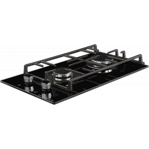 Газовая варочная поверхность Kuppersberg FBG 36 BG, закаленное стекло, ширина 30 см, 2 газовые конфорки, 1 конфорка повышенной мощности, автоподжиг, газ-контроль, чугунные решетки, цвет черный