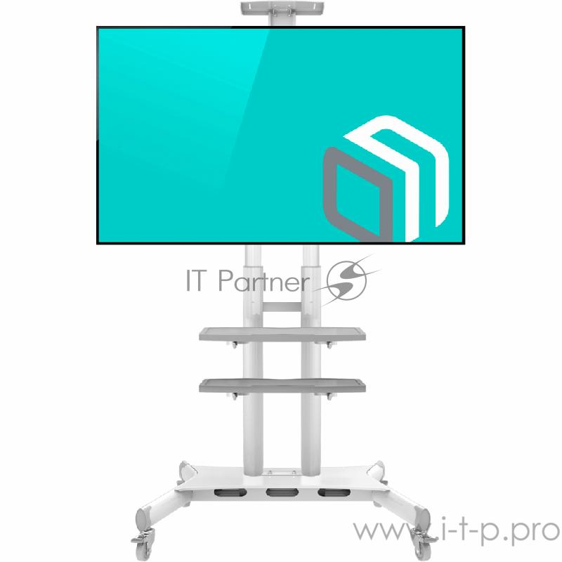 Мобильная стойка ONKRON на 1 ТВ Мобильная стойка ONKRON на 1 ТВ/ 55-80 от 200х200 до 800х500, макс нагр 90,9кг, портретная/альбомная ориентация, высота 1050-1650мм, белая