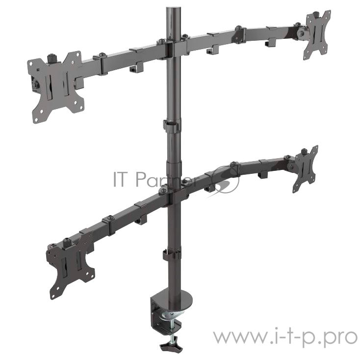 Кронштейн для 4-х мониторов ONKRON Кронштейн для 4-х мониторов ONKRON/ 10-32 макс. 100*100, струбцина, наклон -85º+90º поворот 360º, вылет от основания 0-385мм, вертикальное перемещение 200-660мм, макс. нагрузка 10кг