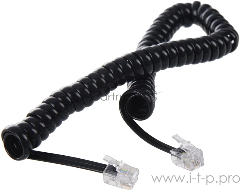 Greenconnect Телефонный шнур витой для трубки 2.0m 4P4C (джек 4p4c - jack 4p4c) черный Greenconnect Телефонный шнур витой для трубки 2.0m 4P4C (джек 4p4c - jack 4p4c) черный