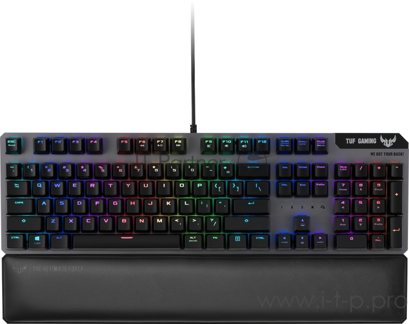 Игровая клавиатура ASUS TUF Gaming K7 чёрная (TUF Linear Optical-Mech switch, подставка под запястья, RGB подсветка, IP56, USB, 90MP0191-B0RA00)