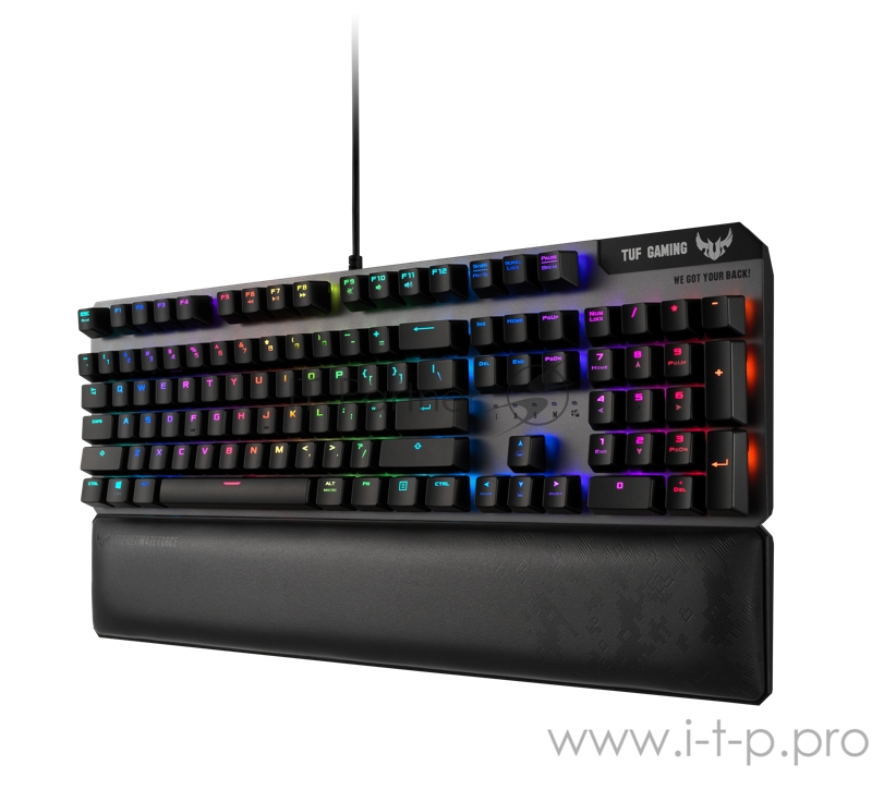 Игровая клавиатура ASUS TUF Gaming K7 чёрная (TUF Linear Optical-Mech switch, подставка под запястья, RGB подсветка, IP56, USB, 90MP0191-B0RA00)
