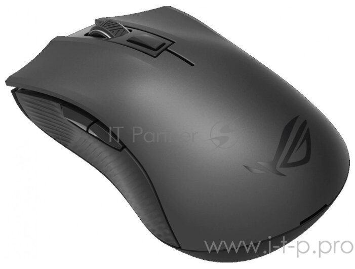 Беспроводная Игровая мышь ASUS ROG Strix Carry чёрная (2.4GHz/Bluetooth, 6 кнопок, Omron, 7200 dpi, USB, чехол, 2 х АА, 90MP01B0-B0UA00)