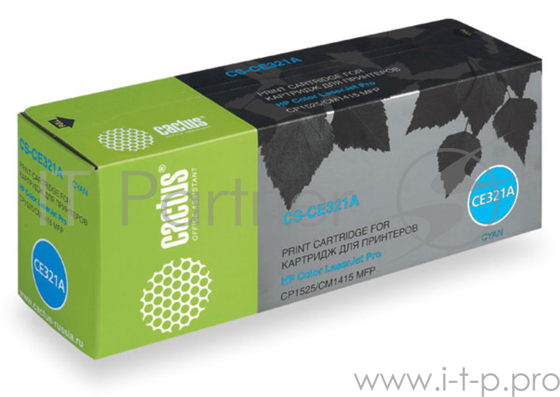 Расходные материалы CACTUS CE321A Картридж (CS-CE321A) для LaserJet CP1525 , голубой, 1300 стр.