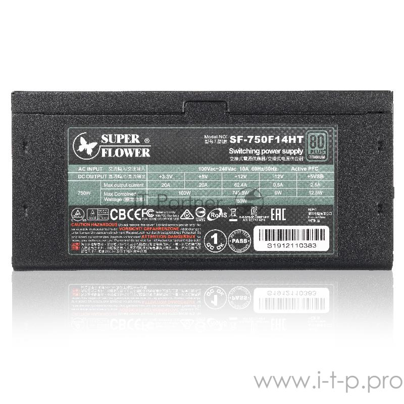 блок питания 750 Ватт Super Flower Power Supply Leadex Titanium, 750W, ATX, 140mm, 10xSATA, 4xPCI-E(6+2), 2xPCI-E(6), APFC, 80+ Titanium, Full Modular