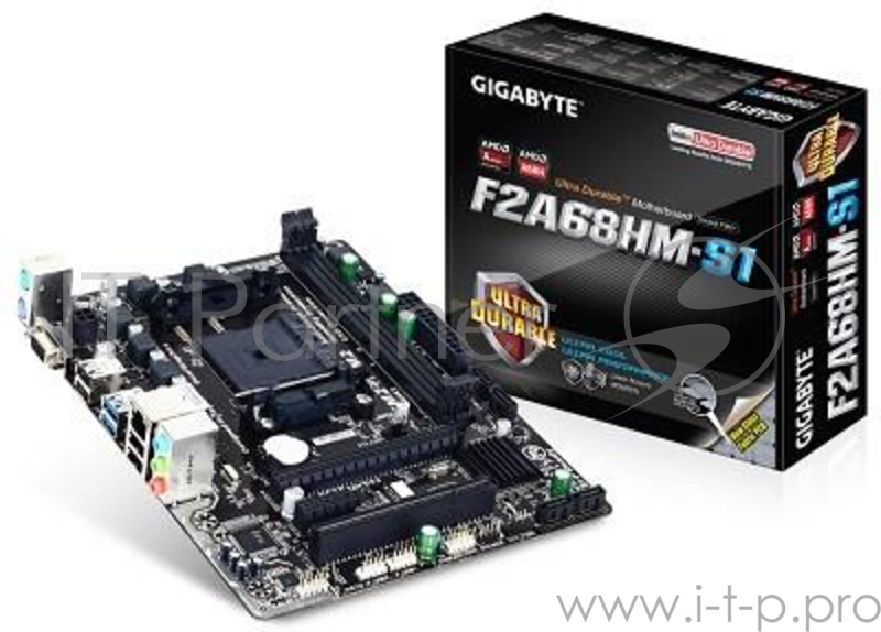 Материнская плата Gigabyte GA-F2A68HM-S1 V1.1 SocketFM2+ AMD A68H PCI-E Dsub GbLAN SATA RAID MicroATX 2DDR-III RTL