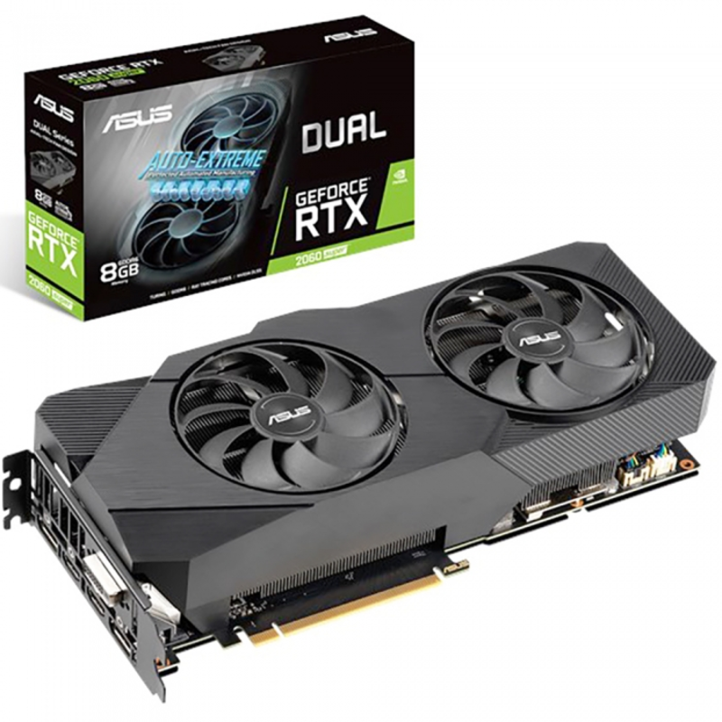 Видеокарта ASUS DUAL-RTX2060S-8G-EVO // RTX2060S,HDMI*2,DP*2,DVI*1,8GD6 90YV0DF2-M0NA00