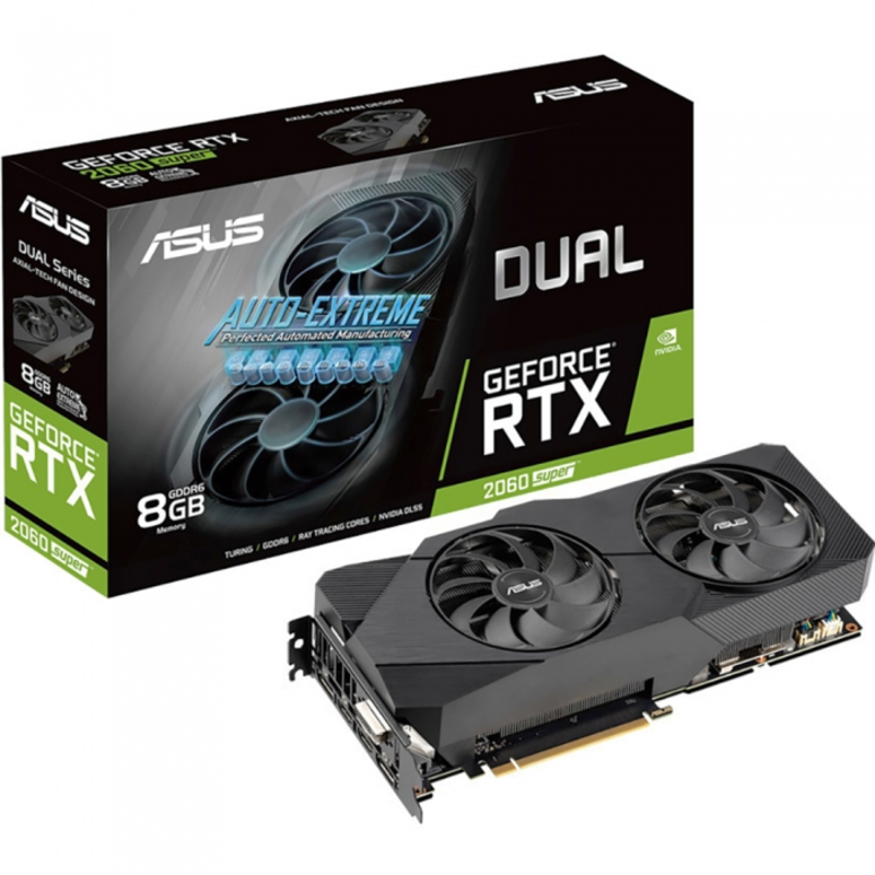 Видеокарта ASUS DUAL-RTX2060S-8G-EVO // RTX2060S,HDMI*2,DP*2,DVI*1,8GD6 90YV0DF2-M0NA00