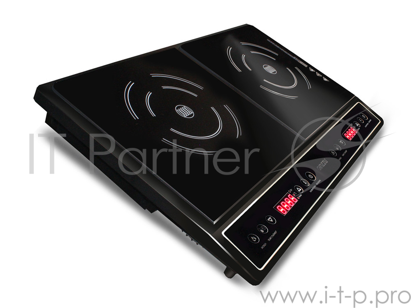 Плитка индукционная GINZZU HCI-205 черная, 1400Вт+2000Вт, сенсорное управление, 2 конфорки