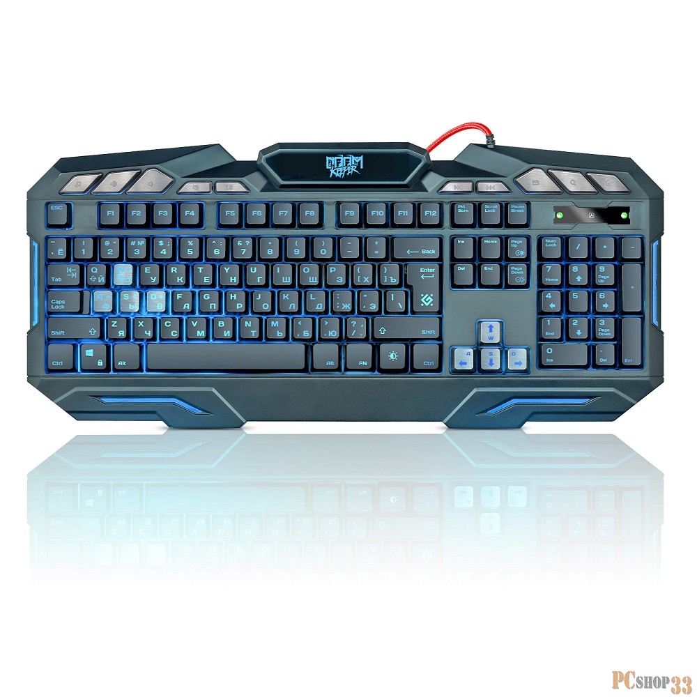 Клавиатура Defender Doom Keeper GK-100DL RU 45100 {Проводная игровая клавиатура, 3-х цветная,19 Anti-Ghost}
