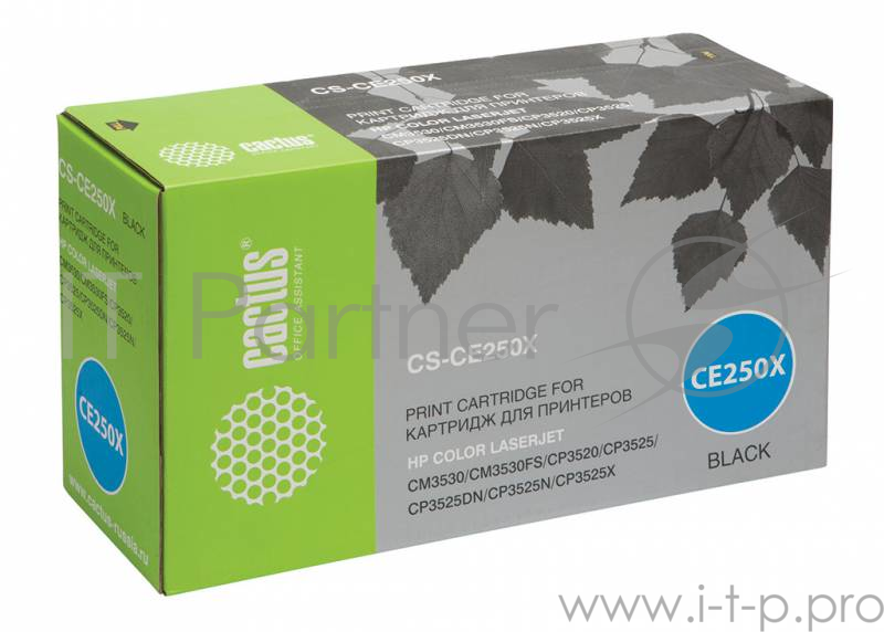 Тонер Картридж Cactus CS-CE250X черный для HP CLJ CP3525/CM3530 (10500стр.)