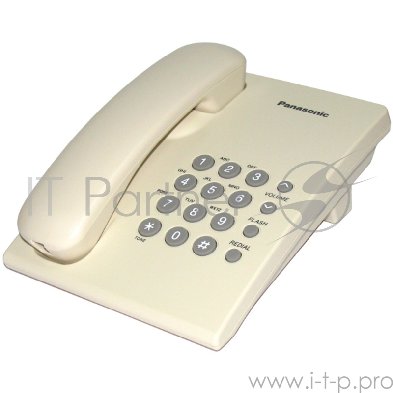 Телефон Panasonic KX-TS2350RUJ (бежевый) {повтор номера, регул-ка громкости, кр.на стену}