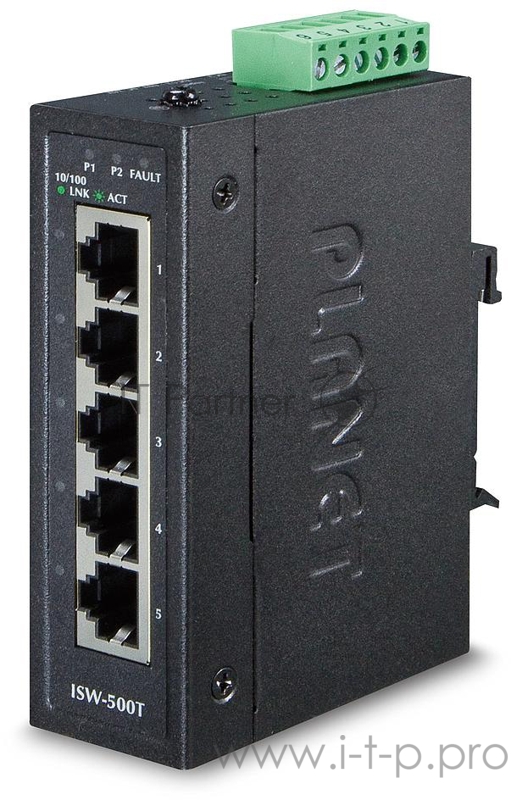 ISW-500T коммутатор для монтажа в DIN рейку IP30 Compact size 5-Port 10/100TX Fast Ethernet Switch (-40~75 degrees C)
