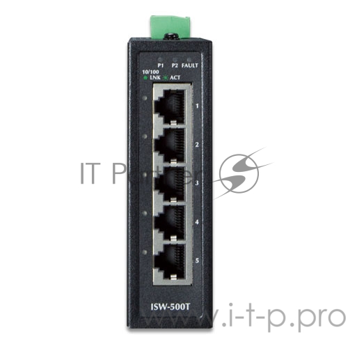 ISW-500T коммутатор для монтажа в DIN рейку IP30 Compact size 5-Port 10/100TX Fast Ethernet Switch (-40~75 degrees C)