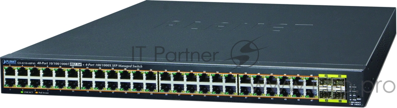 GS-4210-48P4S управляемый коммутатор IPv6/IPv4, 48-Port Managed 802.3at POE+ Gigabit Ethernet Switch + 4-Port 100/1000X SFP (440W)