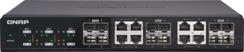 Коммутатор QNAP QSW-1208-8C 10GbE switch 12 ports (4x10G SFP+ ports + 8x10G combo ports (RJ-45 10GbE and 10G SFP+))