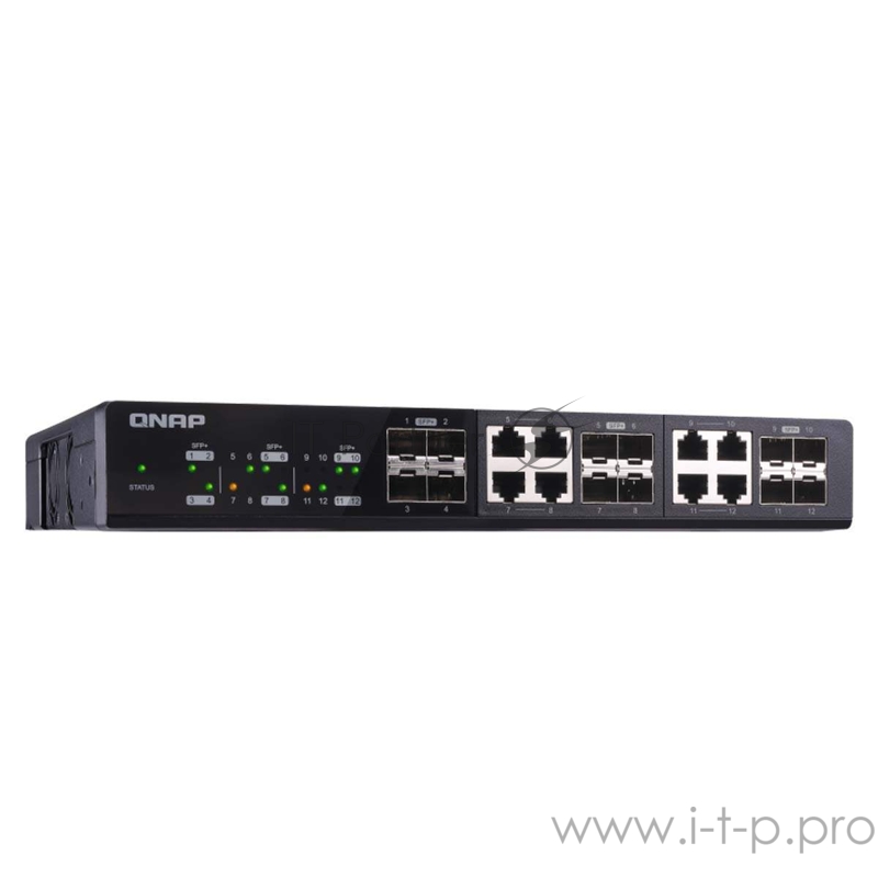 Коммутатор QNAP QSW-1208-8C 10GbE switch 12 ports (4x10G SFP+ ports + 8x10G combo ports (RJ-45 10GbE and 10G SFP+))