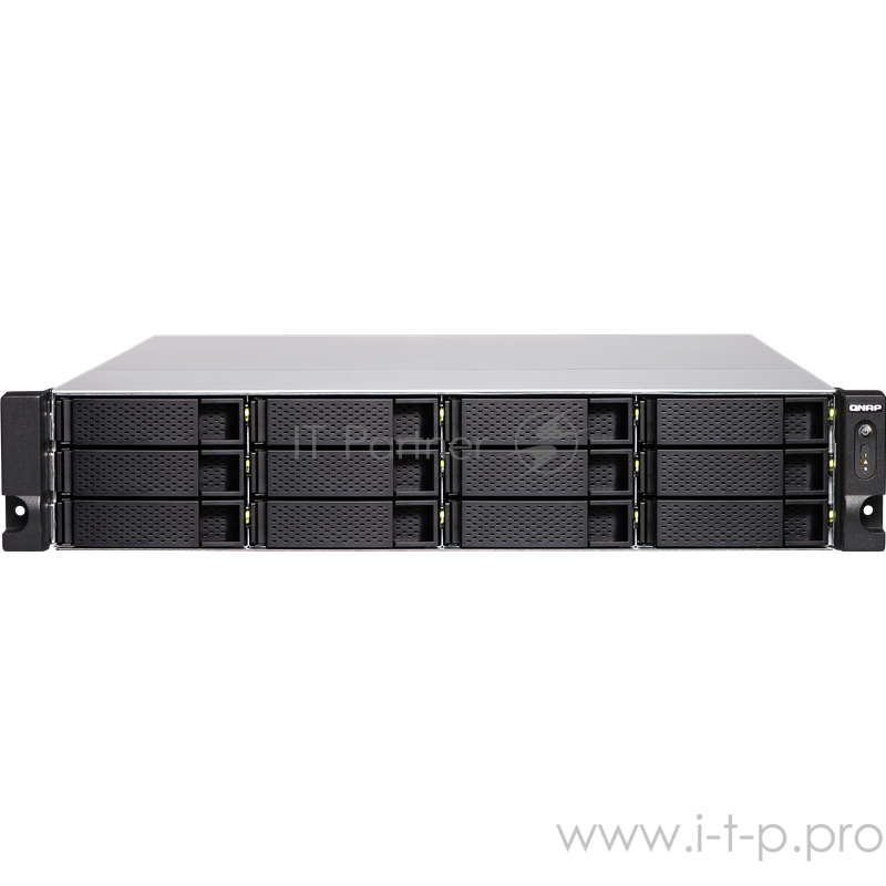 Сетевое хранилище без дисков SMB QNAP TS-1283XU-RP-E2124-8G 12-Bay NAS (12x 2.5/3.5 SATA HDD/SSD), Intel Xeon E-2124 4-core 3.3 GHz (up to 4.3 GHz), 8GB DDR4 ECC RAM (2 x 4GB) up to 64 GB ( 4 x 16 GB), 4x GbE LAN, 2 x 10GbE SFP+, rackmount 2U, 2xPSU