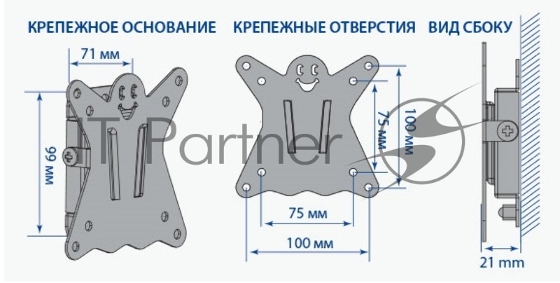 Крепеж Kromax CASPER-100 black, Кр. стал. наст. для TV 10